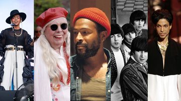 Lauryn Hill , Joni Mitchell, Marvin Gaye, Beatles e Prince (Fotos: Getty Images e reprodução)