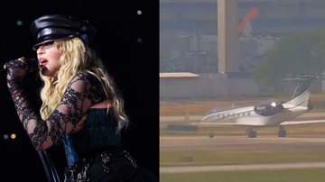 Madonna (Foto: Kevin Mazur/WireImage for Live Nation) e avião (Foto: Reprodução/Twitter/@hugogloss)