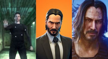 Keanu Reeves nos videogames Matrix, Fortnite e Cyberpunk 2077 (Foto: reprodução)